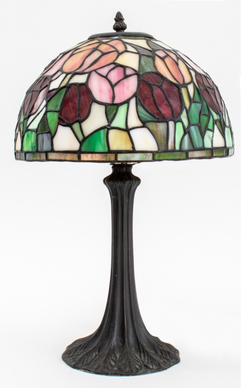 TIFFANY STUDIOS STYLE LAMP WITH TULIP