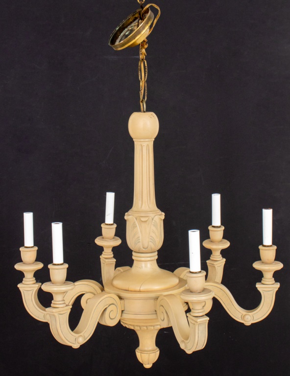GREIGE DECORATED WOODEN SIX LIGHT 2bb784