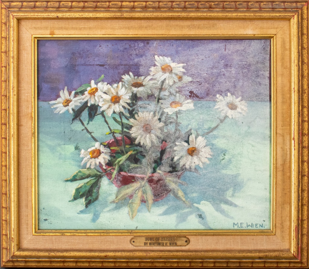 M.E. WIEN  "BOWL OF DAISIES" OIL