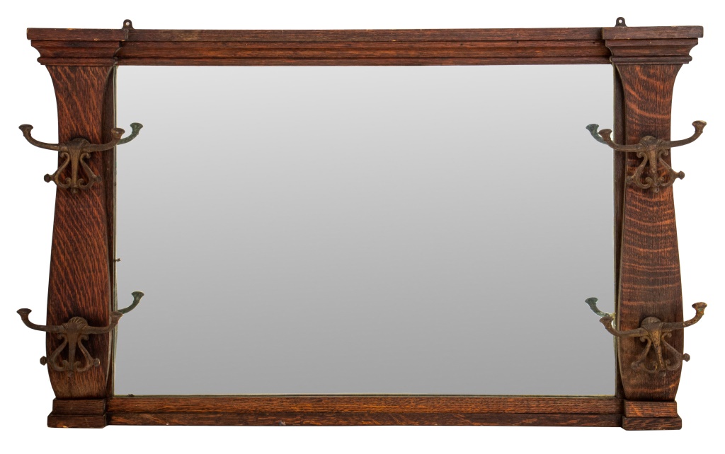 ARTS CRAFTS OAK WALL MIRROR WITH 2bb7ad