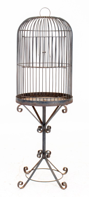 WROUGHT IRON BIRDCAGE ON STAND 2bb7af