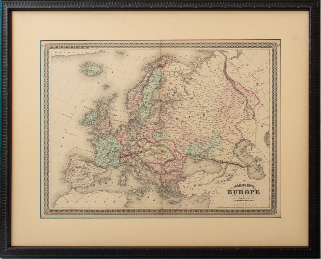 JOHNSON S MAP OF EUROPE HAND COLORED 2bb7cc