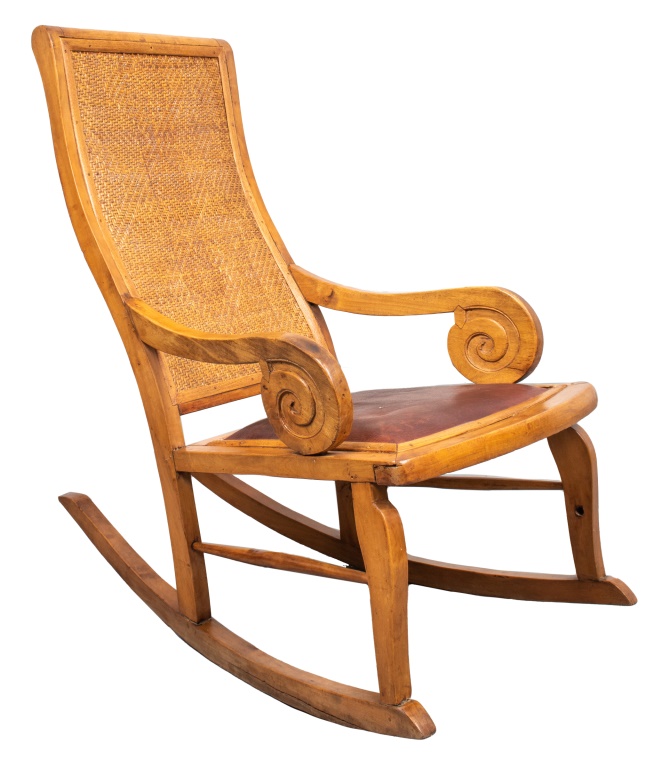 INDONESIAN TEAK ROCKING CHAIR WITH