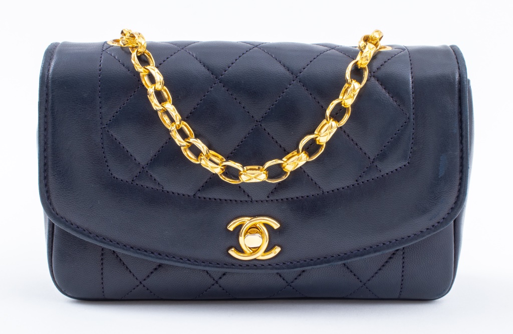 CHANEL QUILTED NAVY BLUE LEATHER