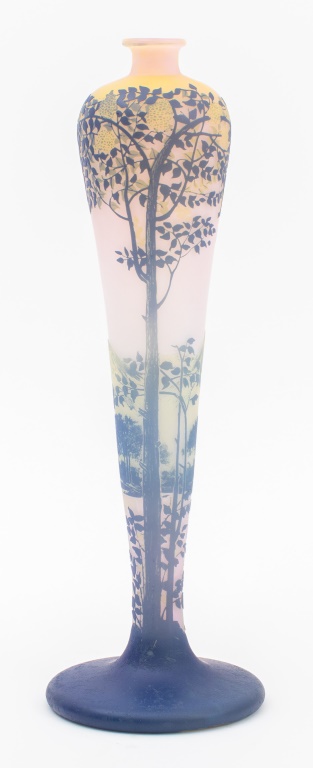 DEVEZ PINK & BLUE CAMEO GLASS VASE