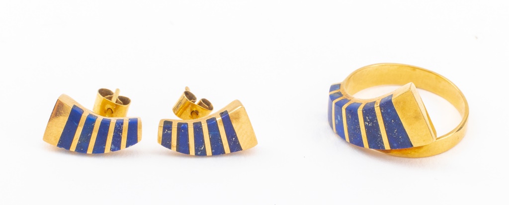 18K YELLOW GOLD & INLAID LAPIS