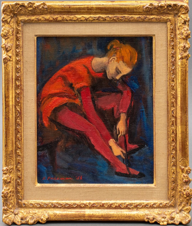 SIGNED OIL ON CANVAS PAINTING OF A DANCER,