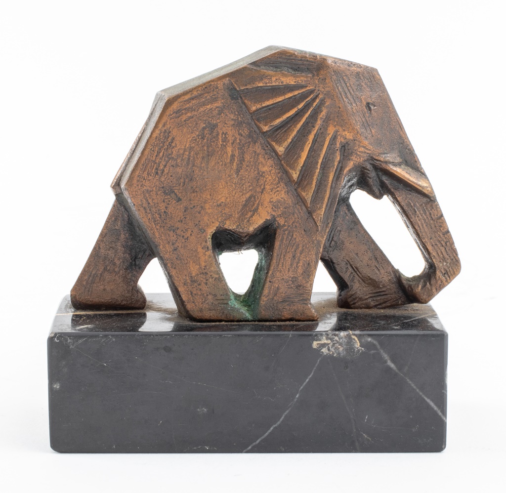 ART DECO CUBIST BRONZE ELEPHANT 2bba16