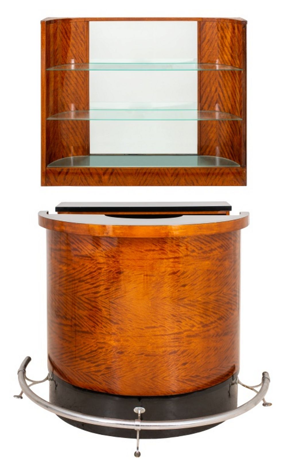 ART DECO FLAME MAHOGANY FRONT AND