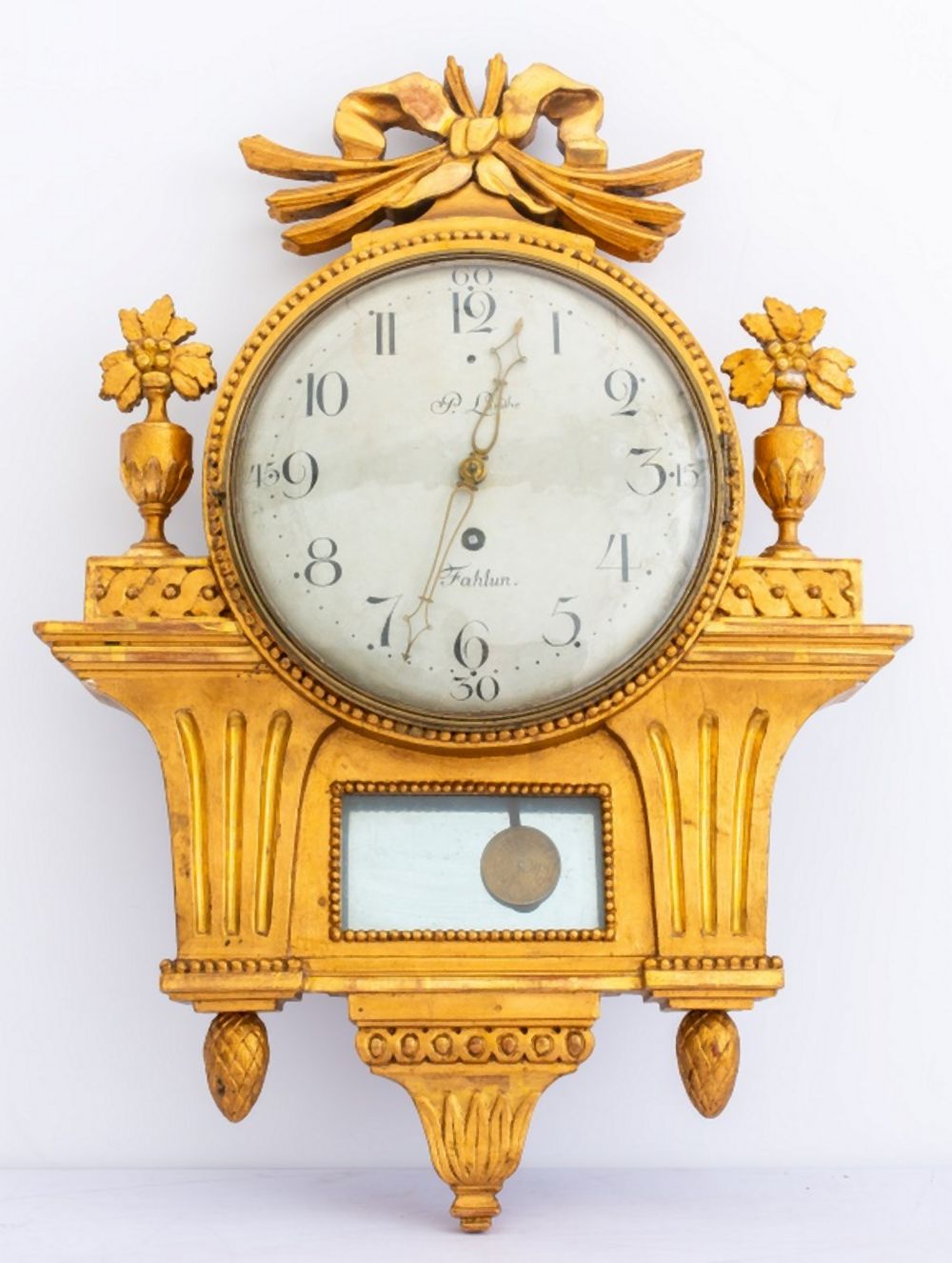 GUSTAVIAN SWEDISH GILTWOOD WALL CLOCK,