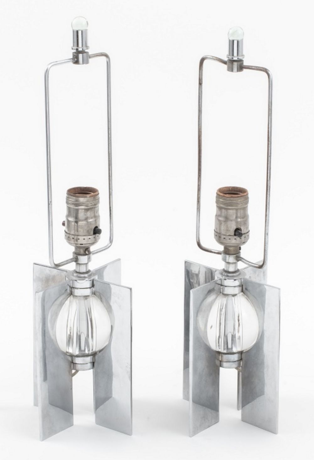 ART DECO CHROME GLASS TABLE LAMPS  2bbb81