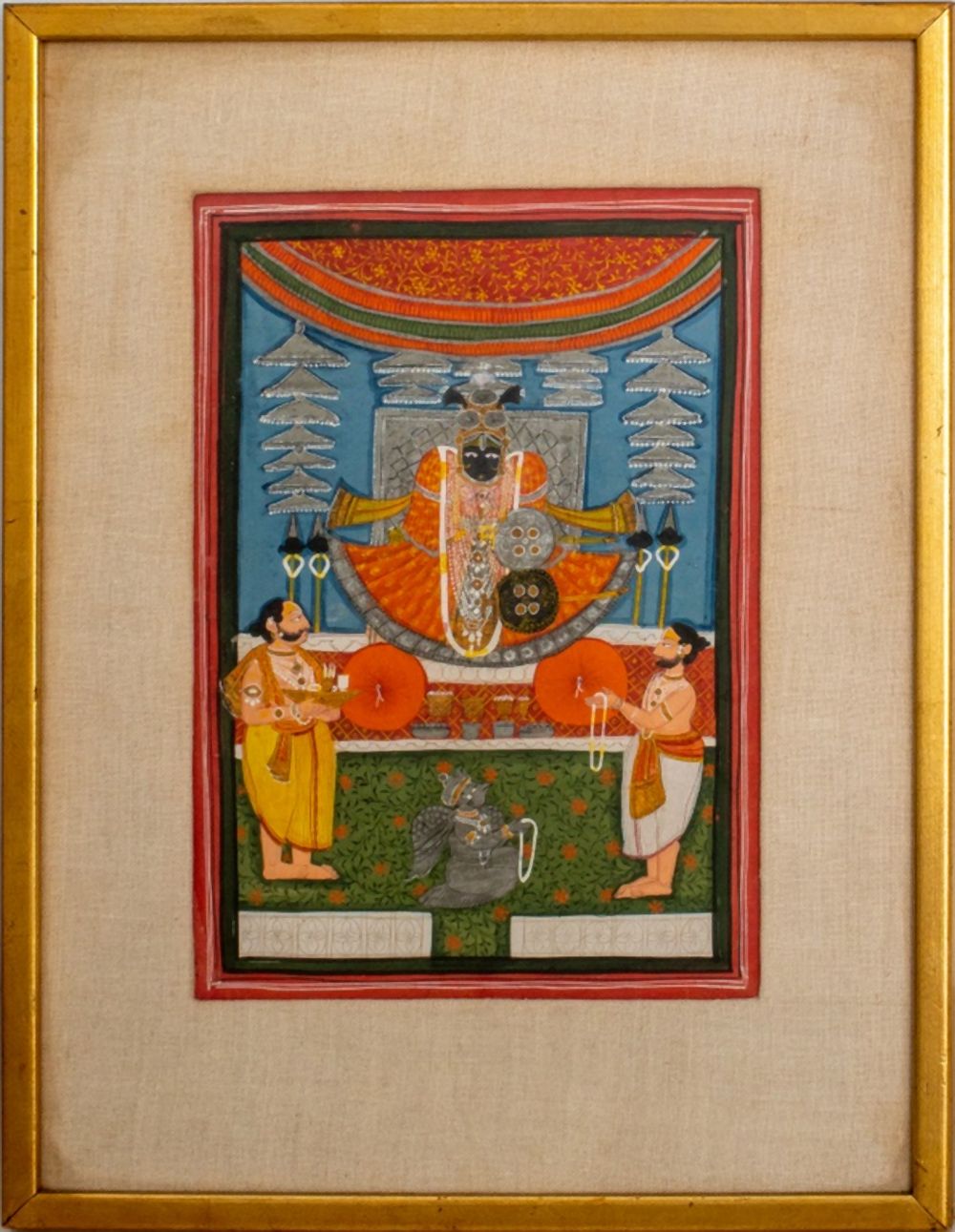 INDIAN GOUACHE ON PAPER WITH GOLD &
