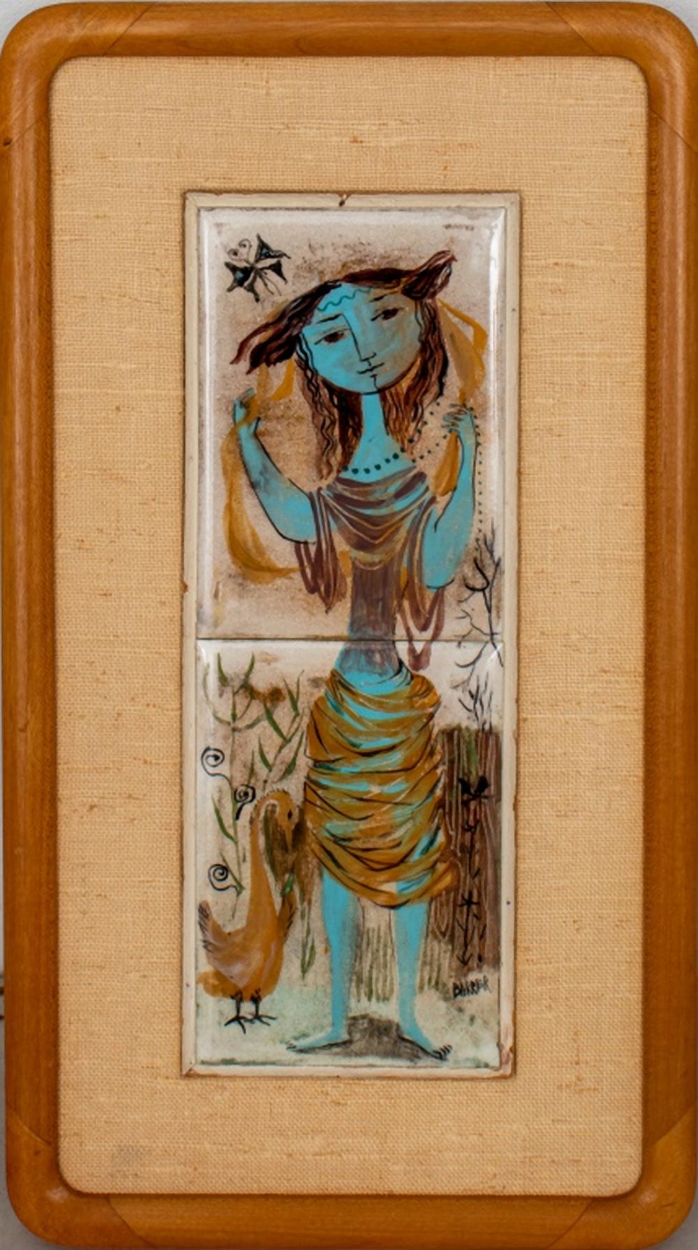 GERTRUDE R. BARRER BLUE WOMAN HAND PAINTED