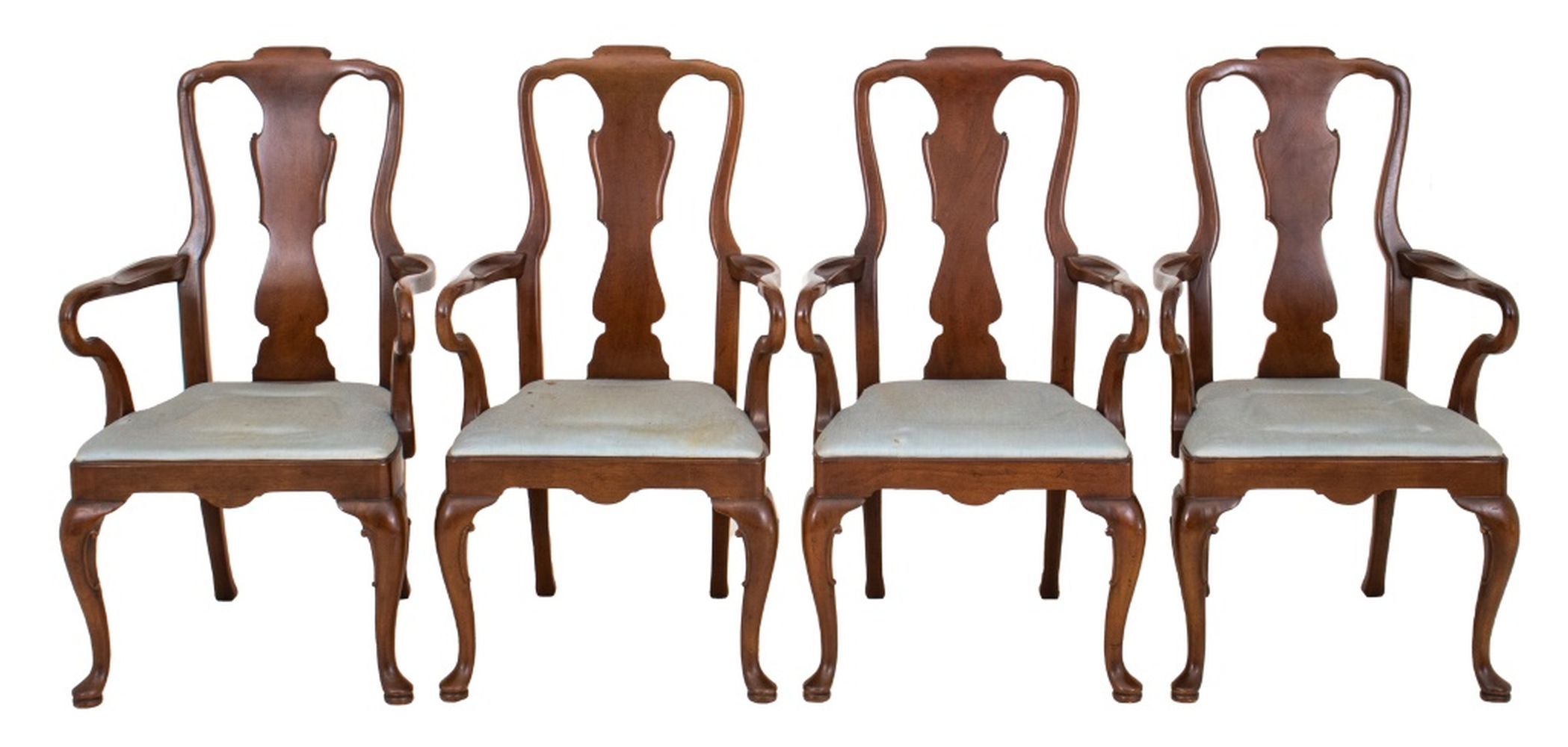 QUEEN ANNE STYLE ARM CHAIRS, 4