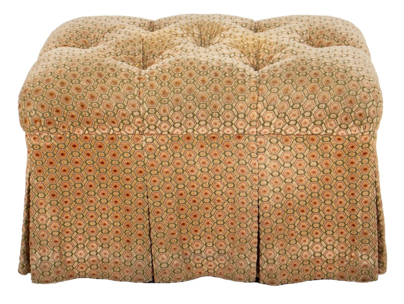 BUTTON UPHOLSTERED OTTOMAN ON CASTERS