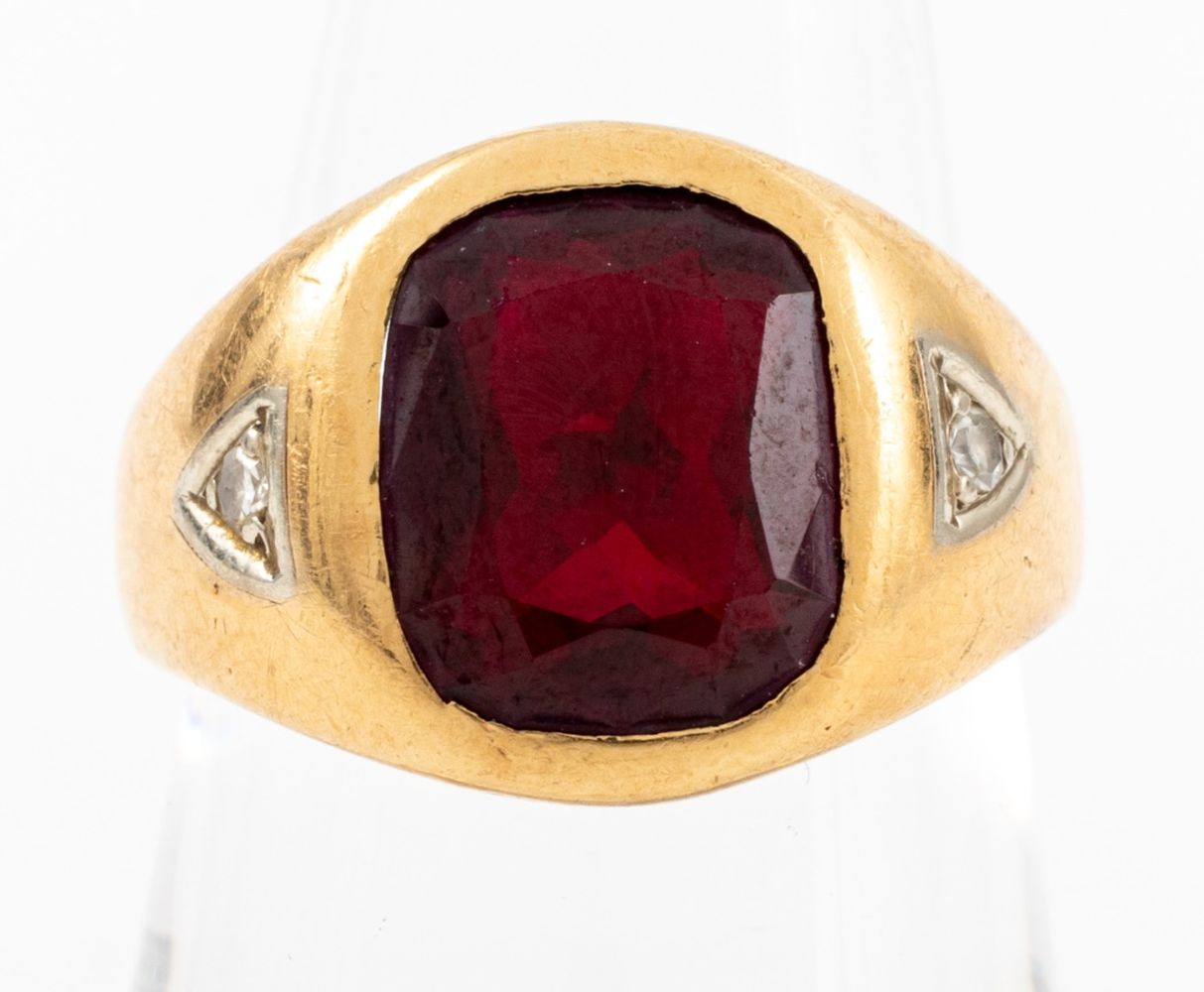 VINTAGE 14K SYNTHETIC RUBY DIAMOND 2bbd88