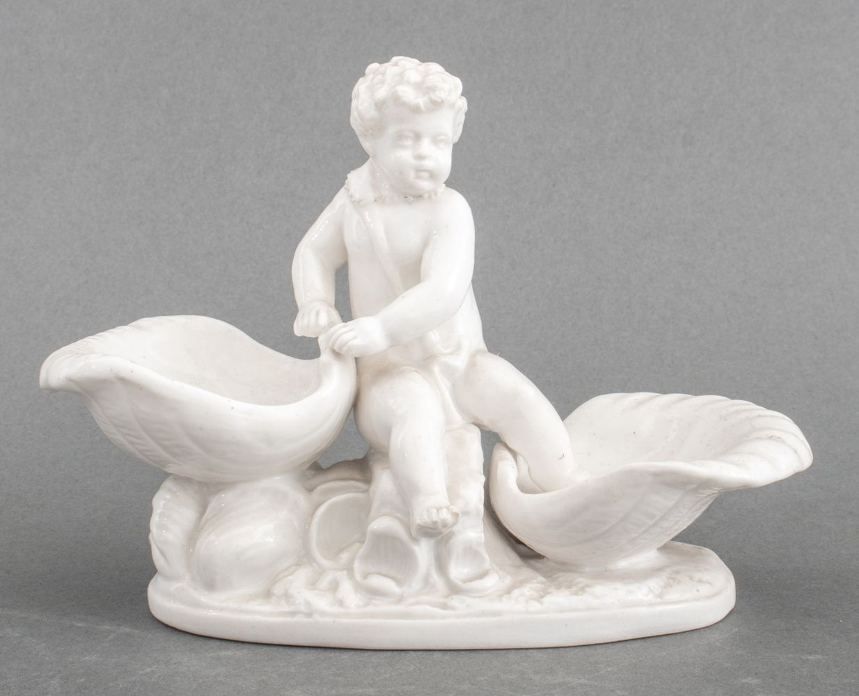 WHITE CERAMIC FIGURAL DOUBLE SALT