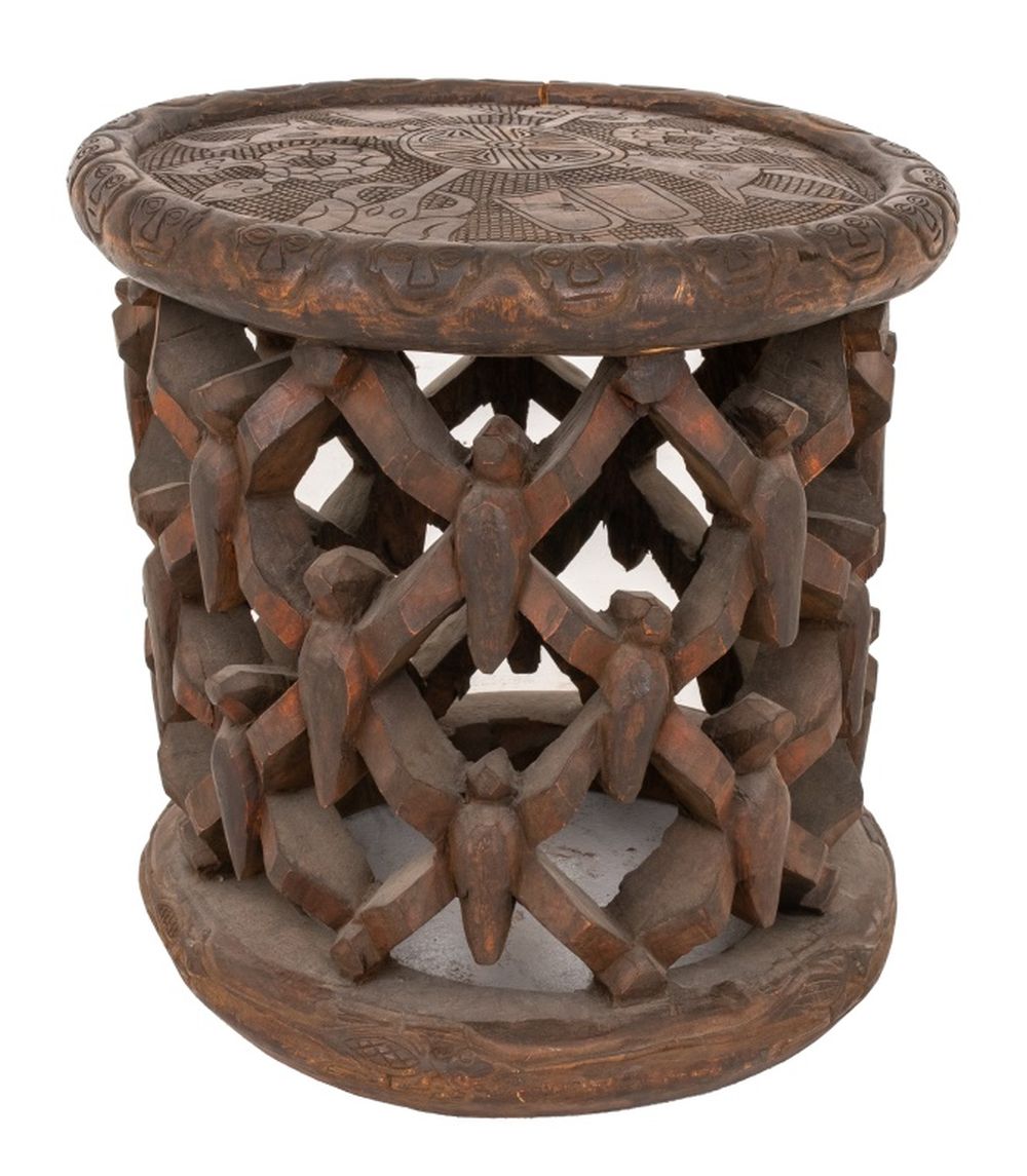 BAMILEKE CARVED WOODEN STOOL African  2bbe75