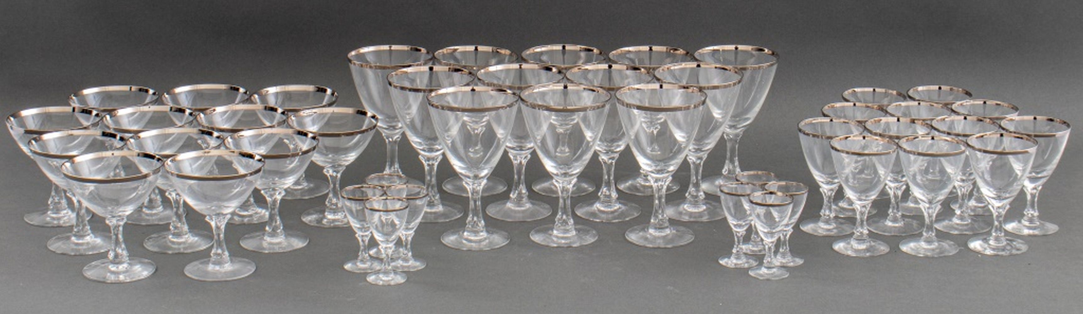 FOSTORIA SILVER EDGED CLEAR GLASSWARE 2bbedd