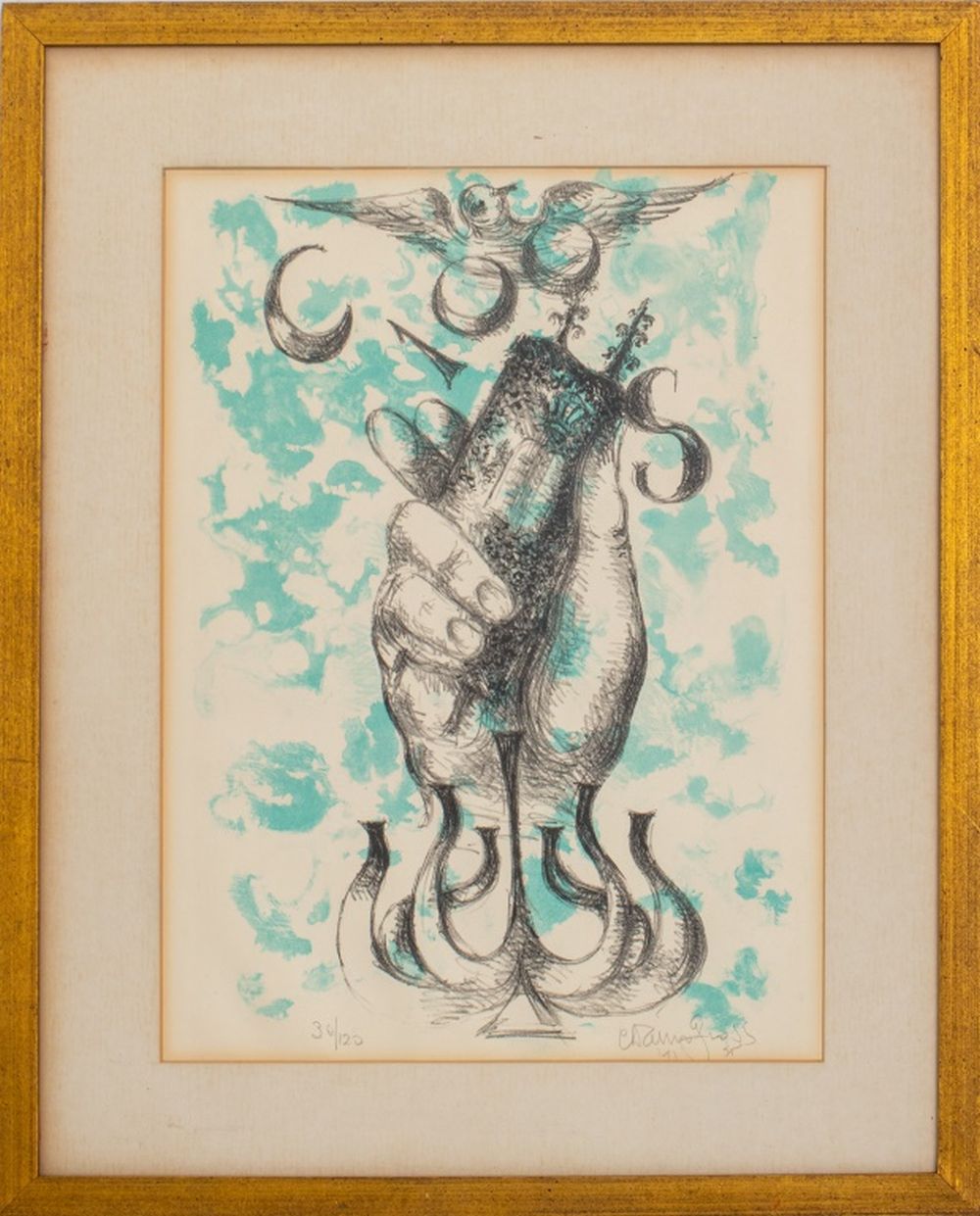 CHAIM GROSS HAND AND TORAH LITHOGRAPH 2bbf36