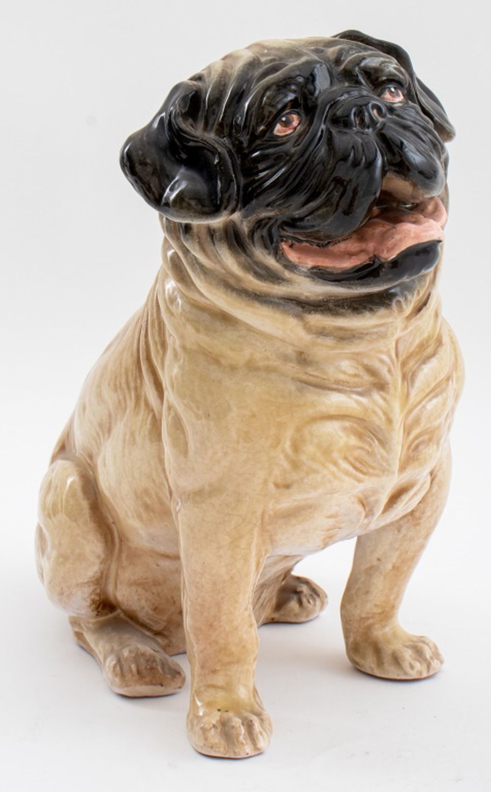 ITALIAN GLAZED CERAMIC PUG SCULPTURE 2bbf79