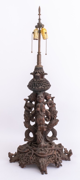 BURMESE CARVED WOOD SCULPTURAL 2bc0b1