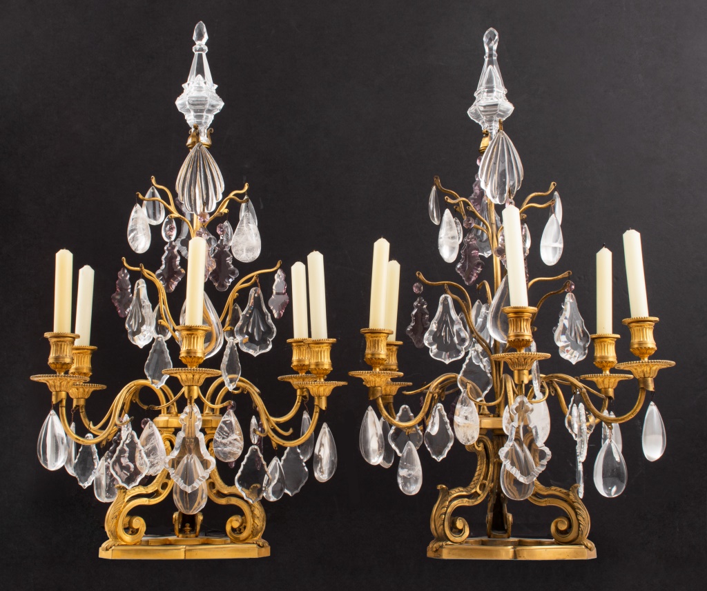 LOUIS XV ORMOLU FIVE ARMED CANDELABRA  2bc0ed