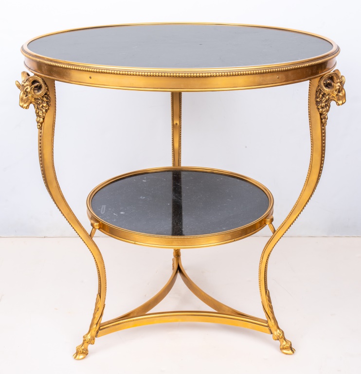 LOUIS XVI STYLE ORMOLU MARBLE GUERIDON