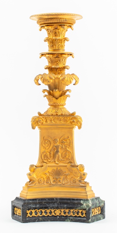 FRENCH EMPIRE ORMOLU & MARBLE CANDLESTICK