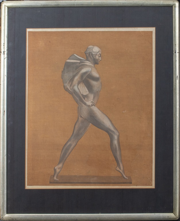 ALLAN CLARK ATTR NUDE MAN GOUACHE 2bc204