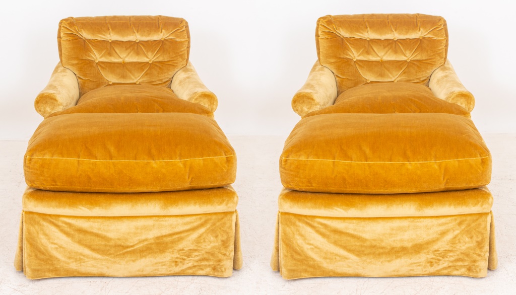 GOLD VELVET COVERED  ARM CHAIRS