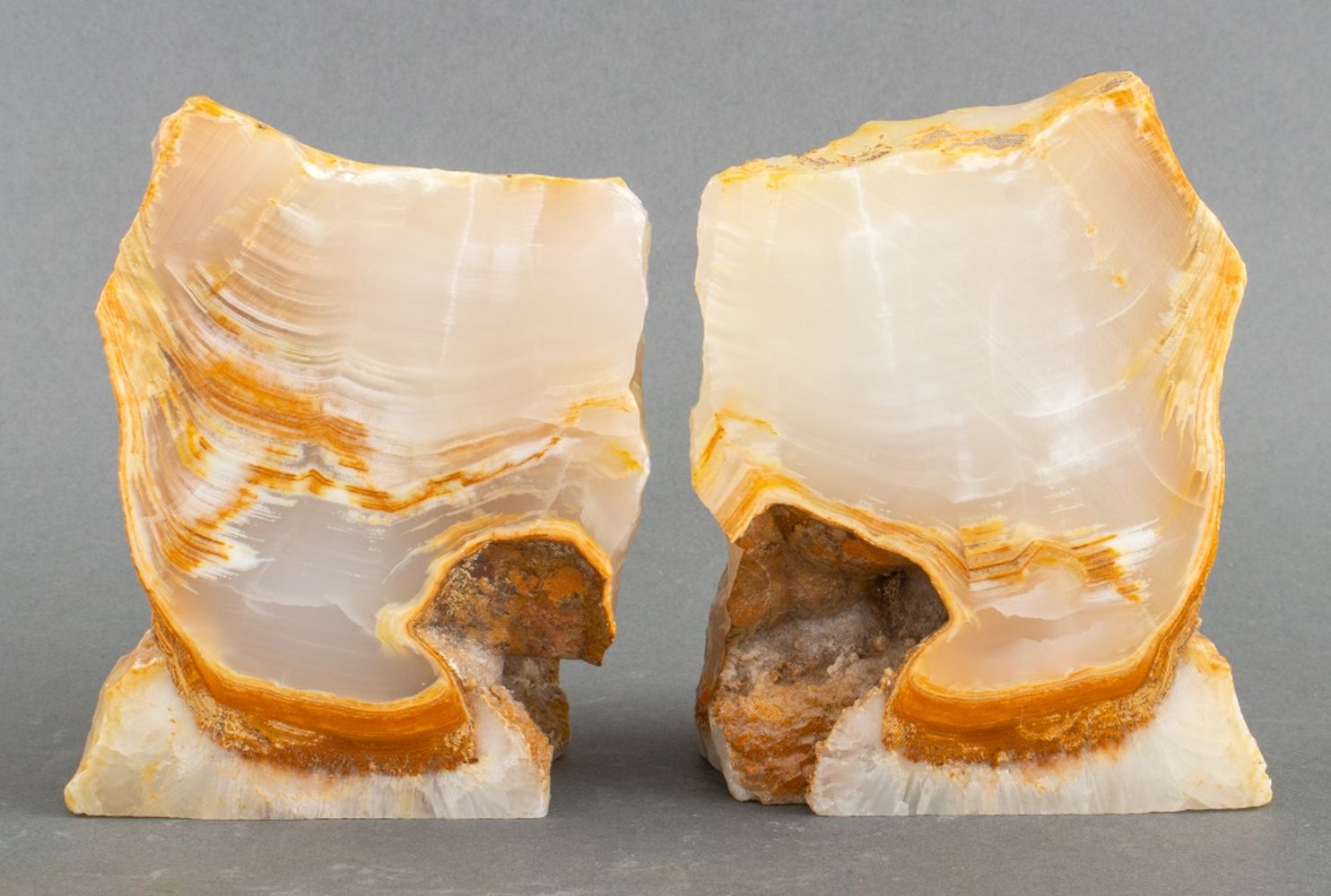 WHITE CRYSTAL GEODE BOOKENDS, PAIR