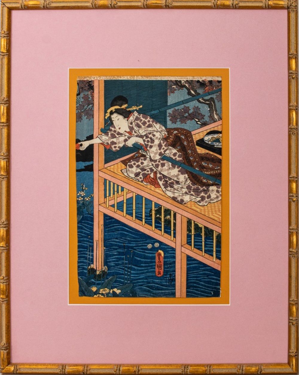 WOMAN ON BALCONY IN MOONLIGHT JAPANESE 2bc34e