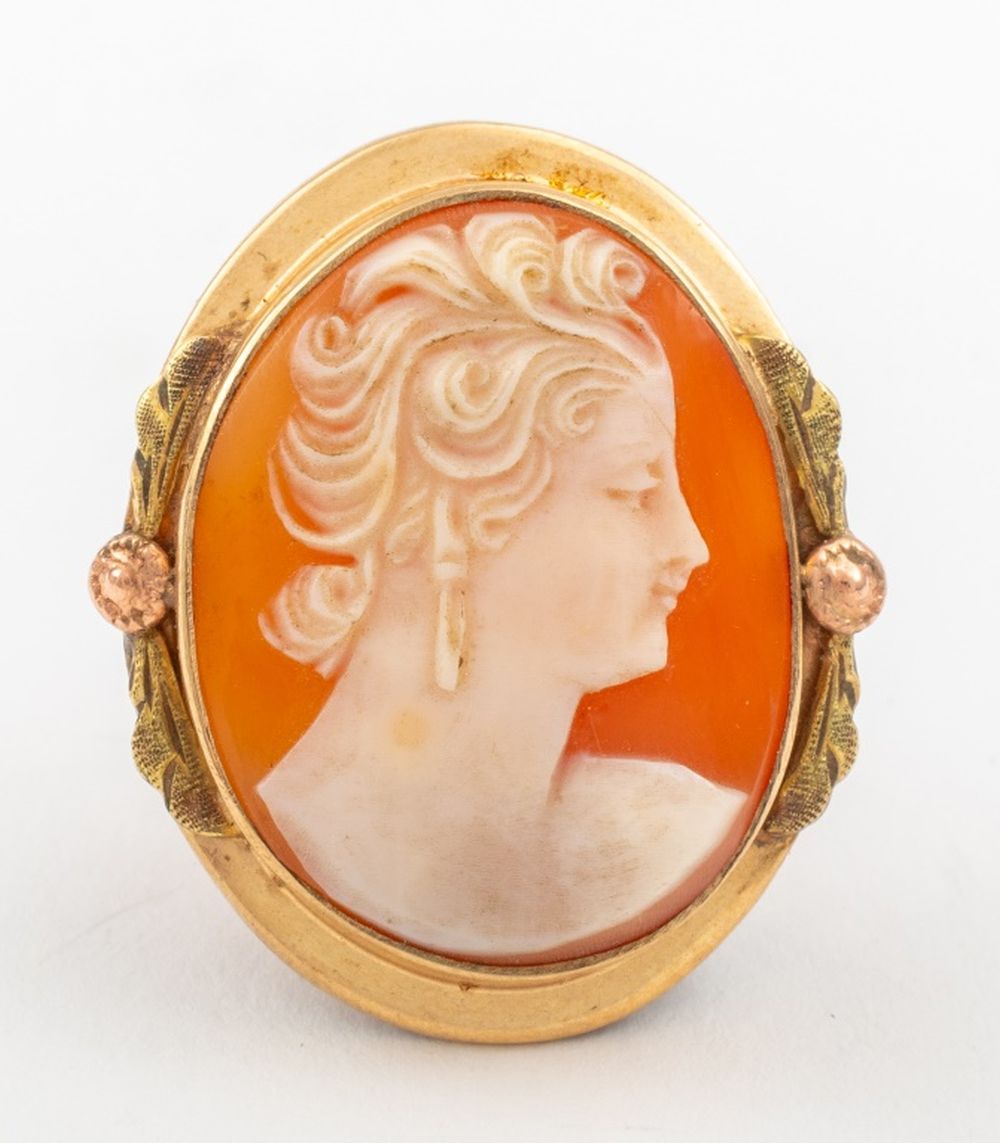 10K YELLOW GOLD CAMEO PENDANT / PIN