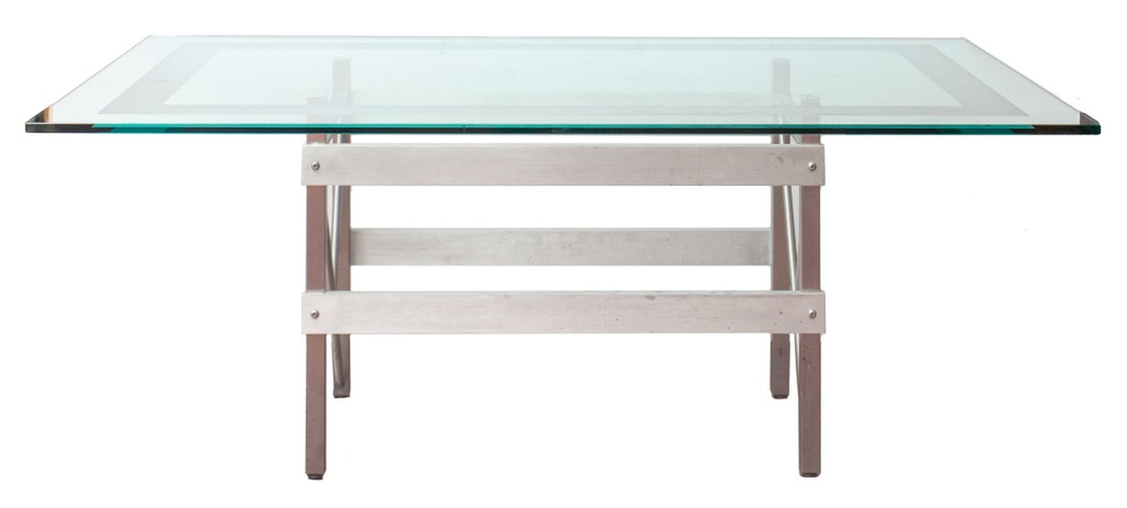 MODERN INDUSTRIAL GLASS DINING TABLE