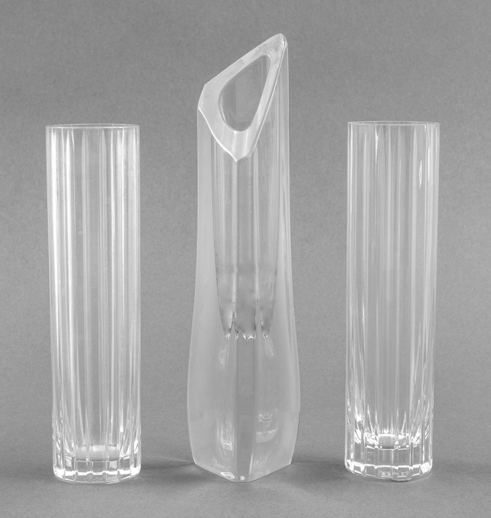 BACCARAT CRYSTAL BUD VASES, 3 Three