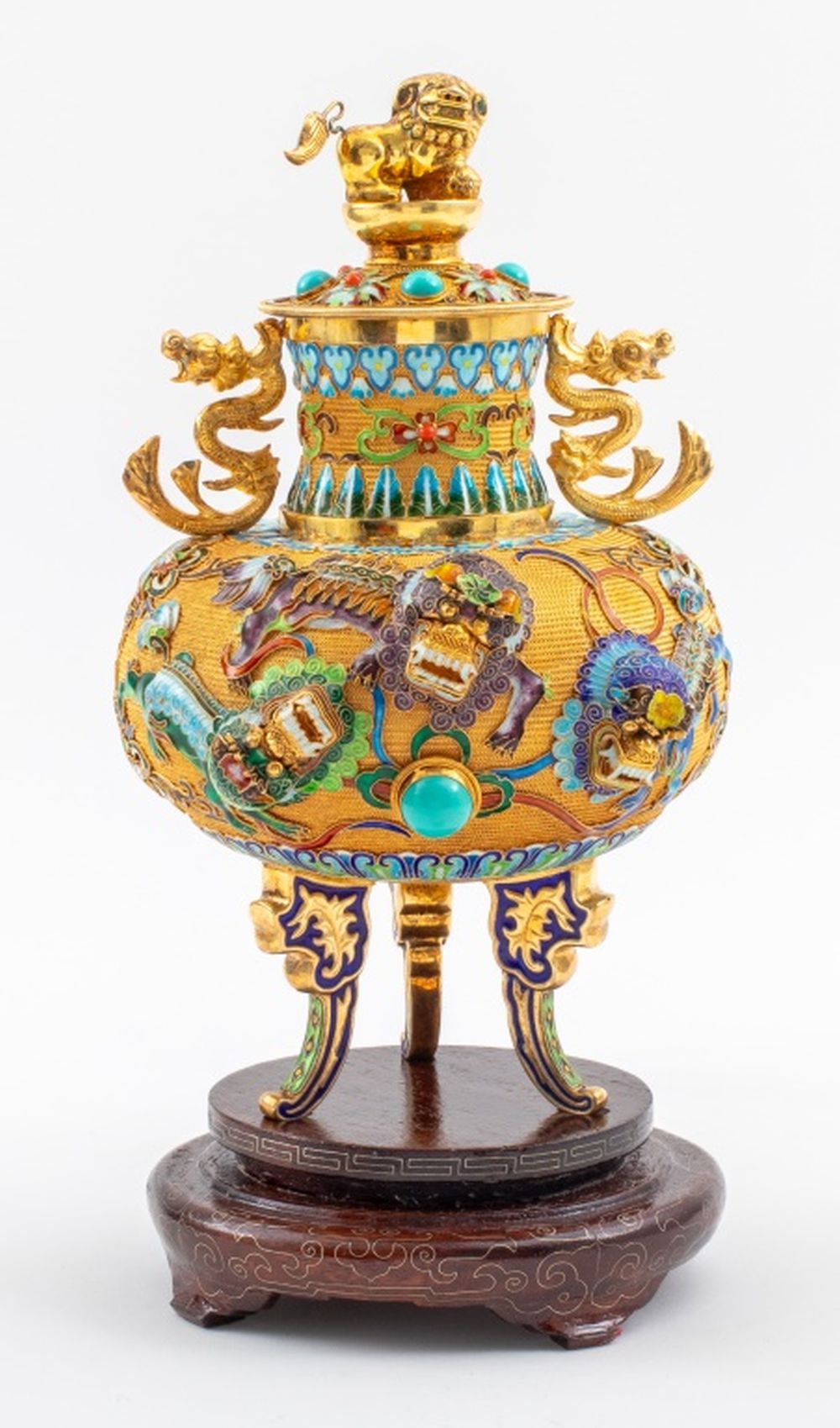 CHINESE VERMEIL & ENAMEL COVERED