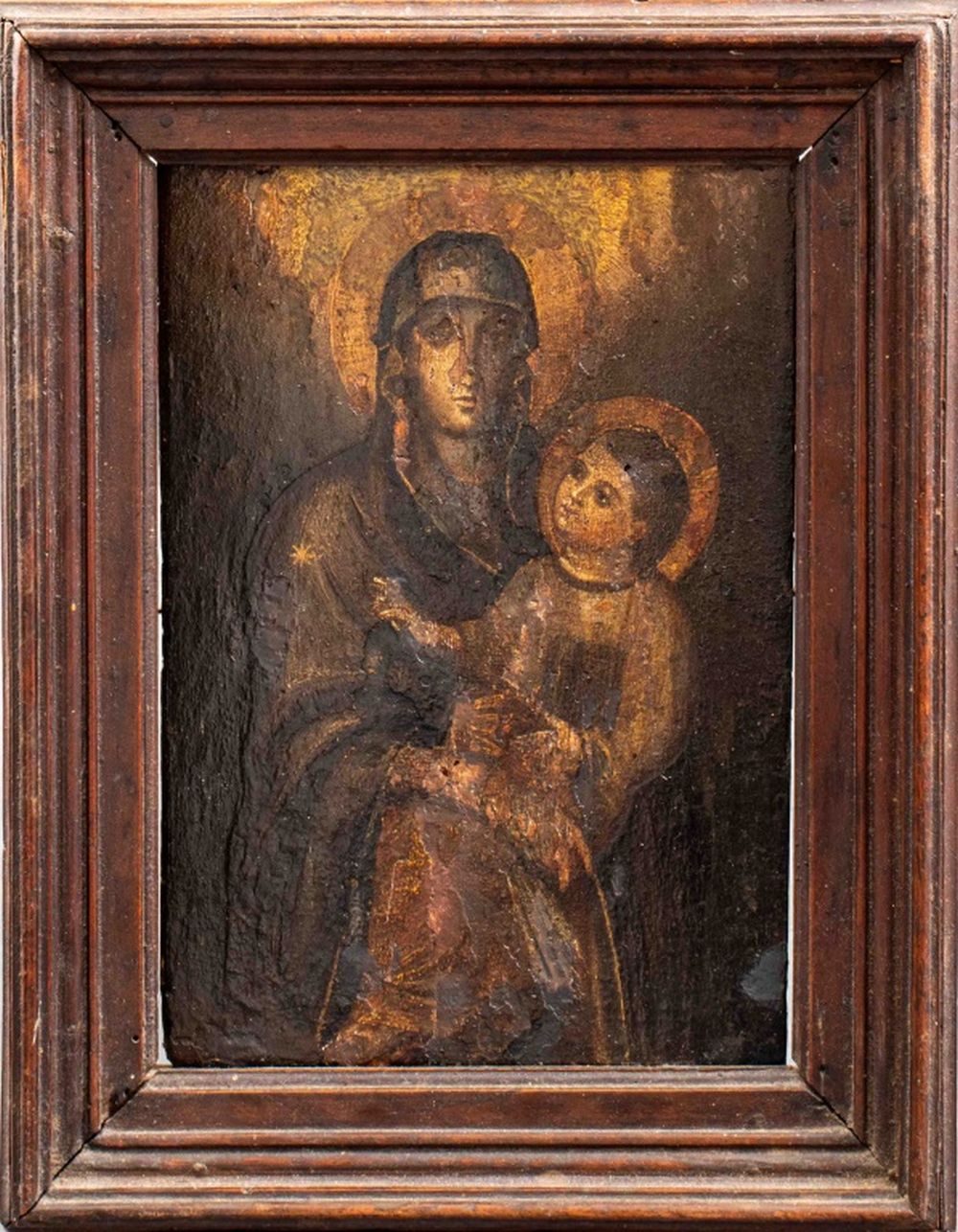 OIL ON BOARD OF MADONNA AND CHILD