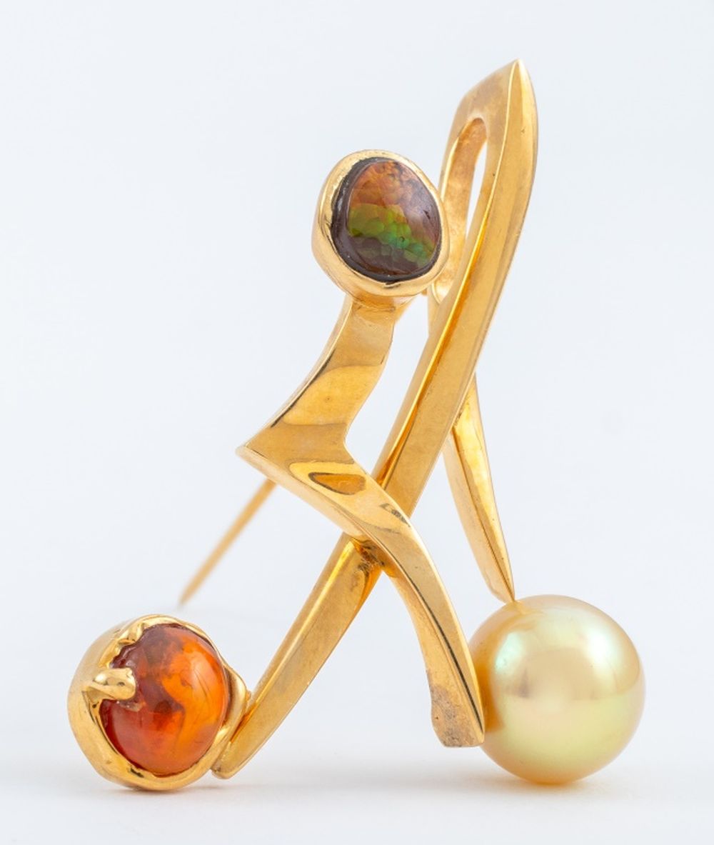 18K YELLOW GOLD PEARL AND OPAL 2bc4b3