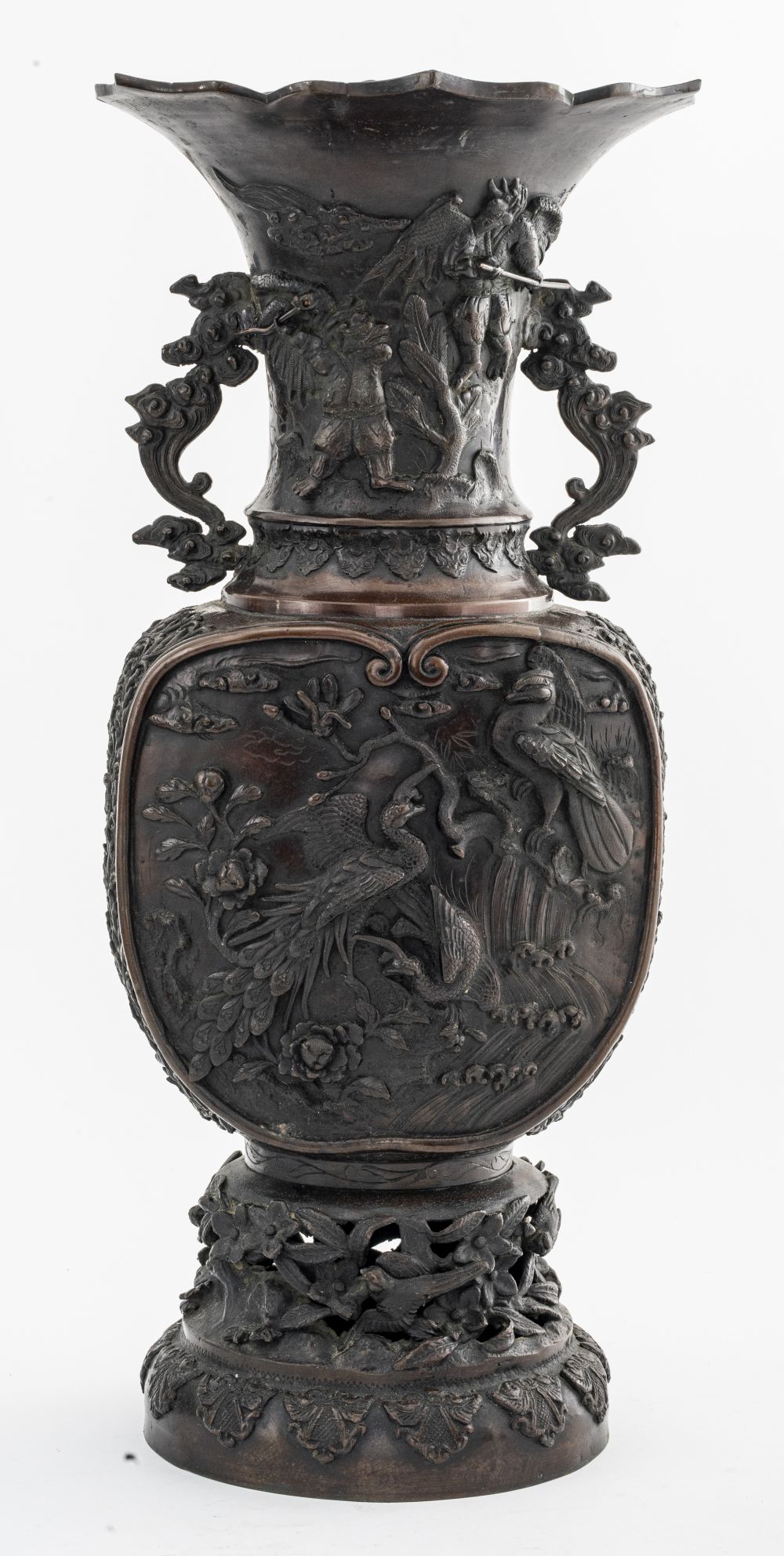 LARGE JAPANESE MEIJI BRONZE VASE