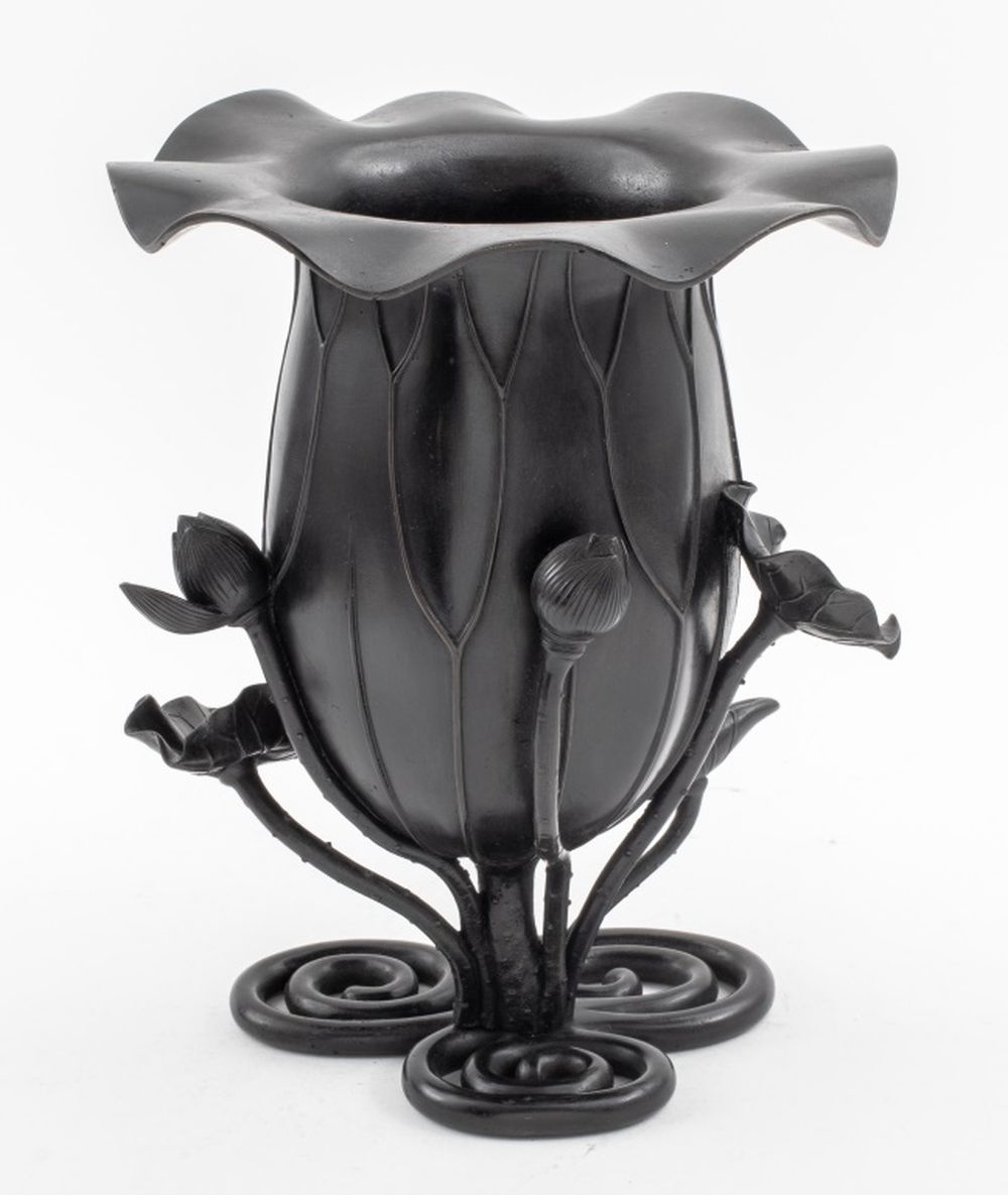 JAPANESE MEIJI BLACK BRONZE LOTUS