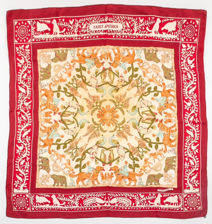 HERMES "EARLY AMERICA" RED SILK