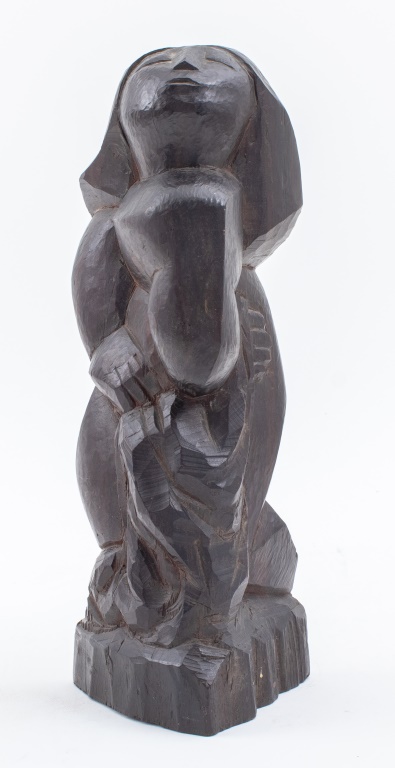 LORRIE GOULET FEMALE FIGURE WOOD SCULPTURE