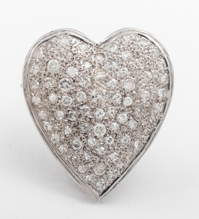 VINTAGE DIAMOND HEART BROOCH 10K 2bc70a