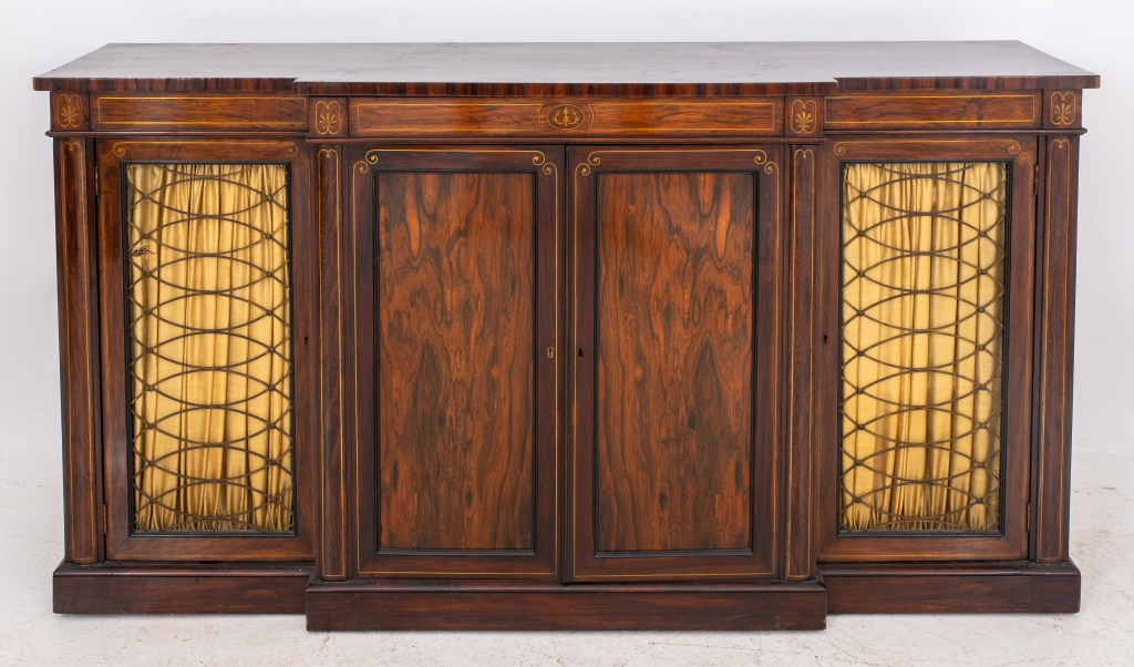 LATE REGENCY BRASS-INLAID ROSEWOOD SIDEBOARD