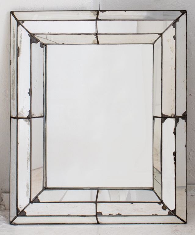 ART DECO BEVELED AND FACETED MIRROR