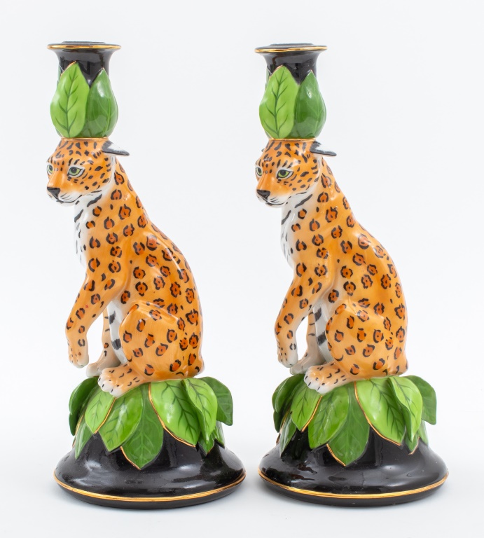 LYNN CHASE "JAGUAR JUNGLE" CANDLESTICKS,