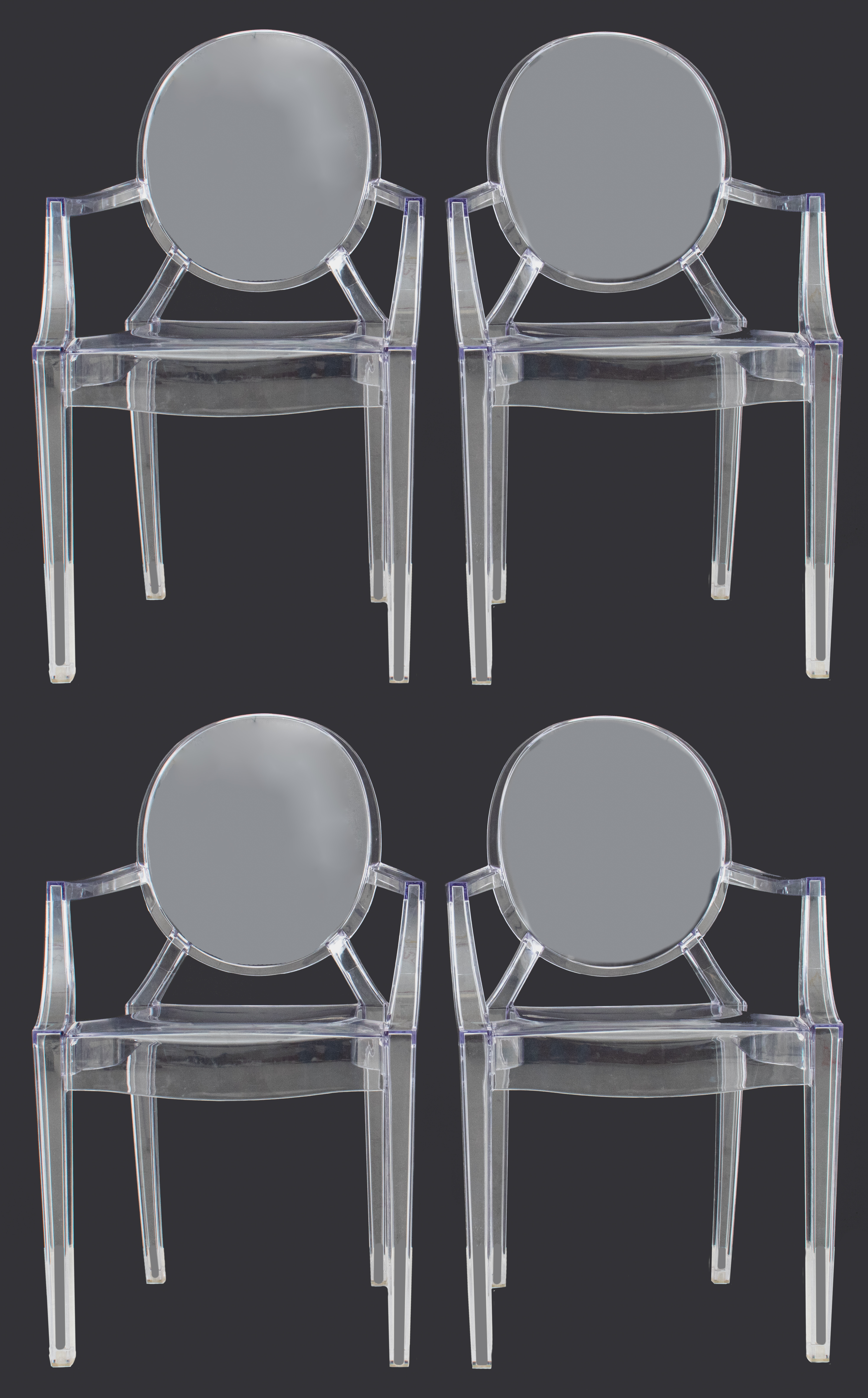 AFTER PHILIPPE STARCK LOUIS GHOST ARMCHAIRS,