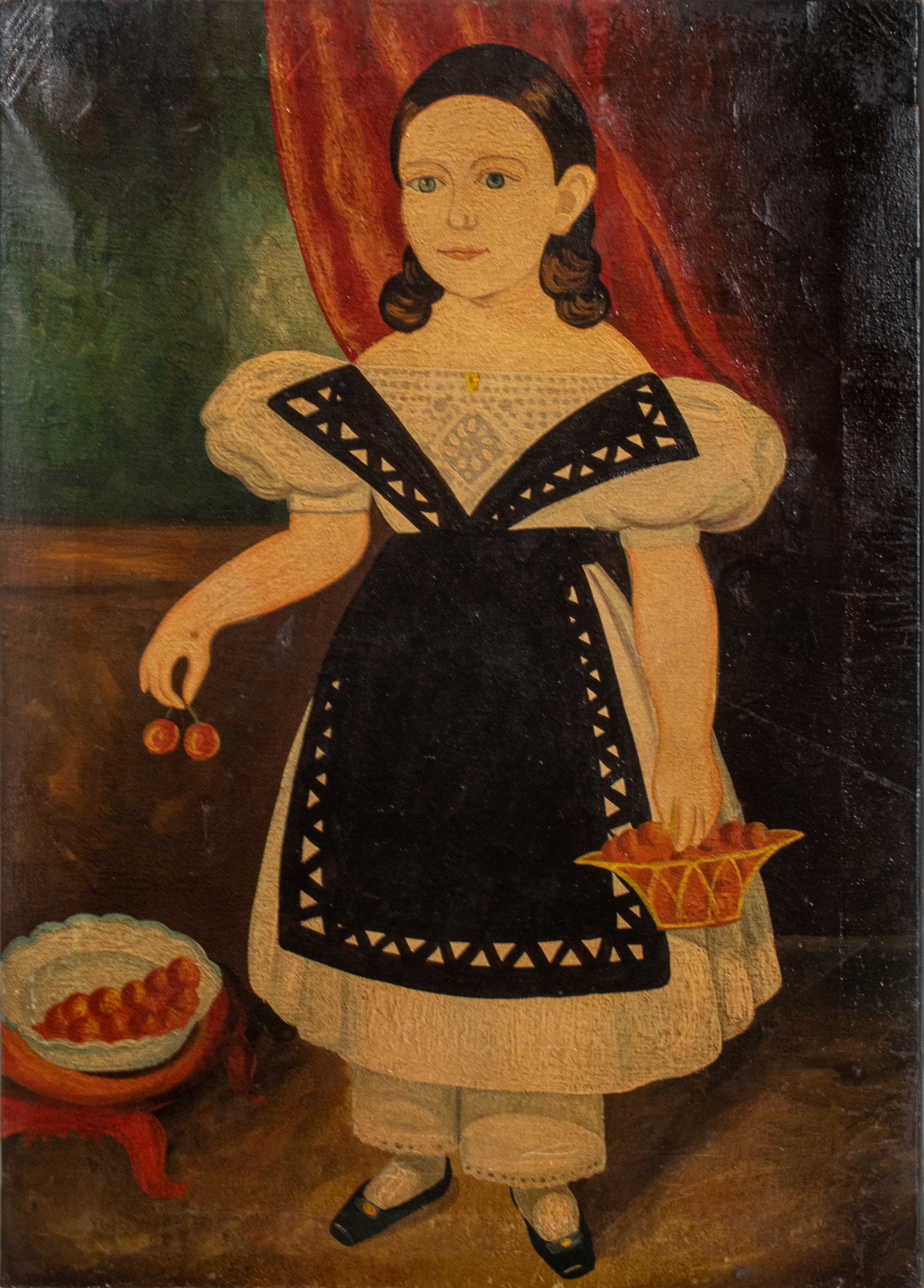 AMERICAN FOLK PORTRAIT GIRL WITH 2bc813