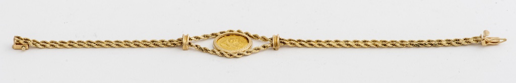 14K / 24K YELLOW GOLD CHINESE COIN BRACELET